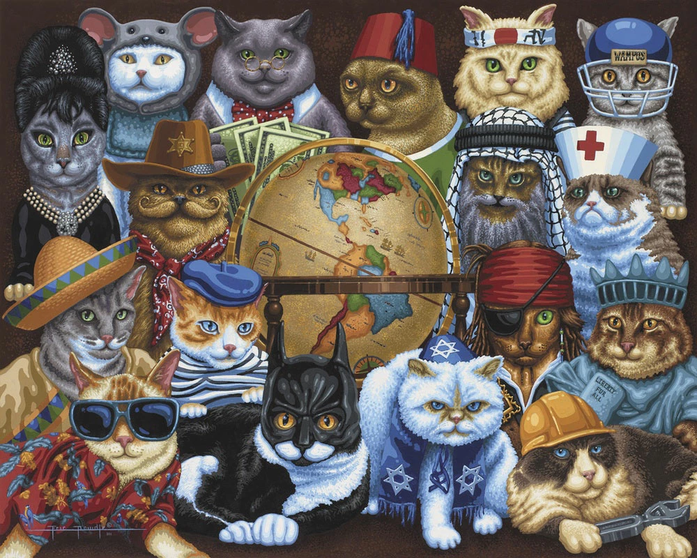 Budget π Dowdle Folk Art 100 Pieces Cats Around The World π