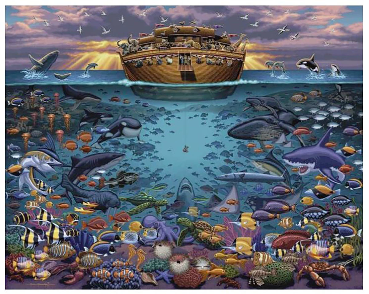 Best Pirce 💯 Dowdle Folk Art 500 Pieces Noah's Ark Under The Sea 🔥