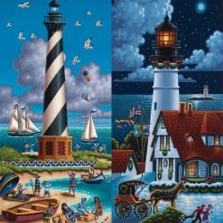 Cheap ✔️ Dowdle Folk Art 500 Pieces Lighthouses North 🧨