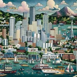 New 👏 Dowdle Folk Art 500 Pieces Seattle 🔥